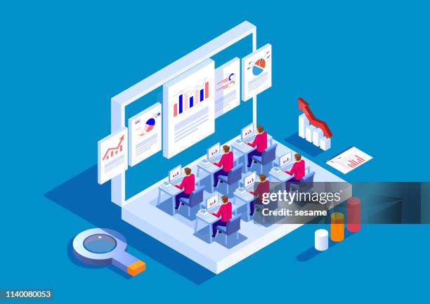 business finance learning and online training - instructor stock illustrations