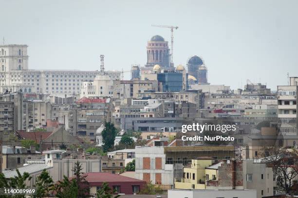 The People's Salvation Cathedral is seen under constrction next to Palace of Parliament on April 29, 2019 in Bucharest, Romania. The giant Oxthodox...