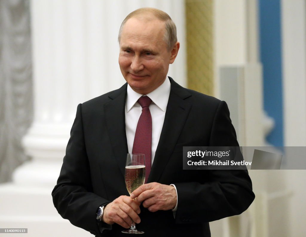 Russian President Vladimir Putin attends the state awarding ceremony at the Kremlin