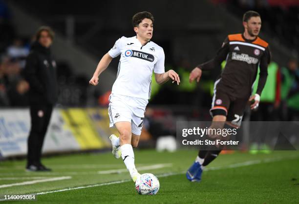 Swansea manager Daniel James in action during the Sky Bet Championship at Liberty Stadium on April 02, 2019 in Swansea, Wales.