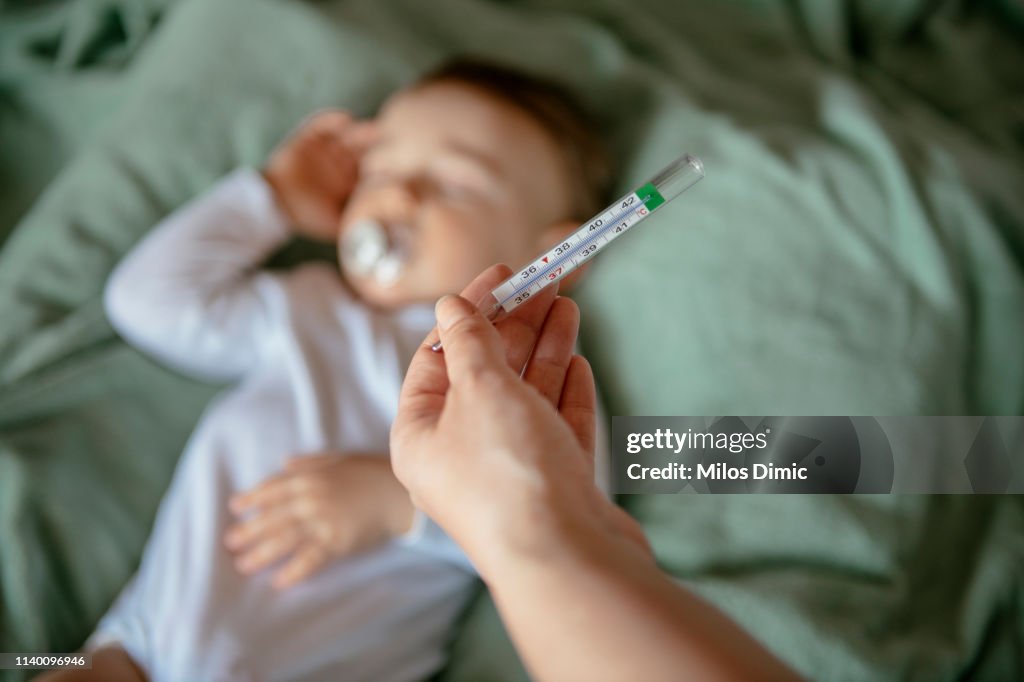 Sick baby with high fever