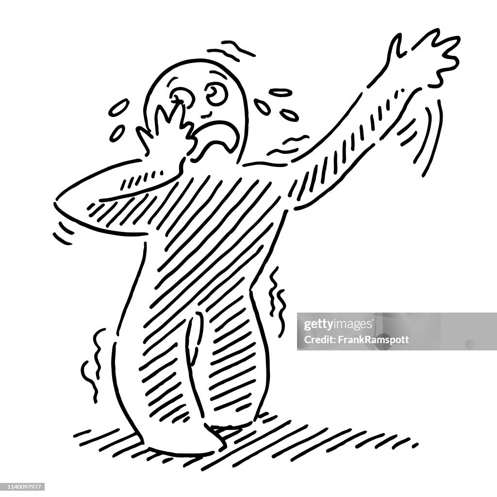 Weak Human Figure Feeling Sick Drawing High-Res Vector Graphic - Getty ...