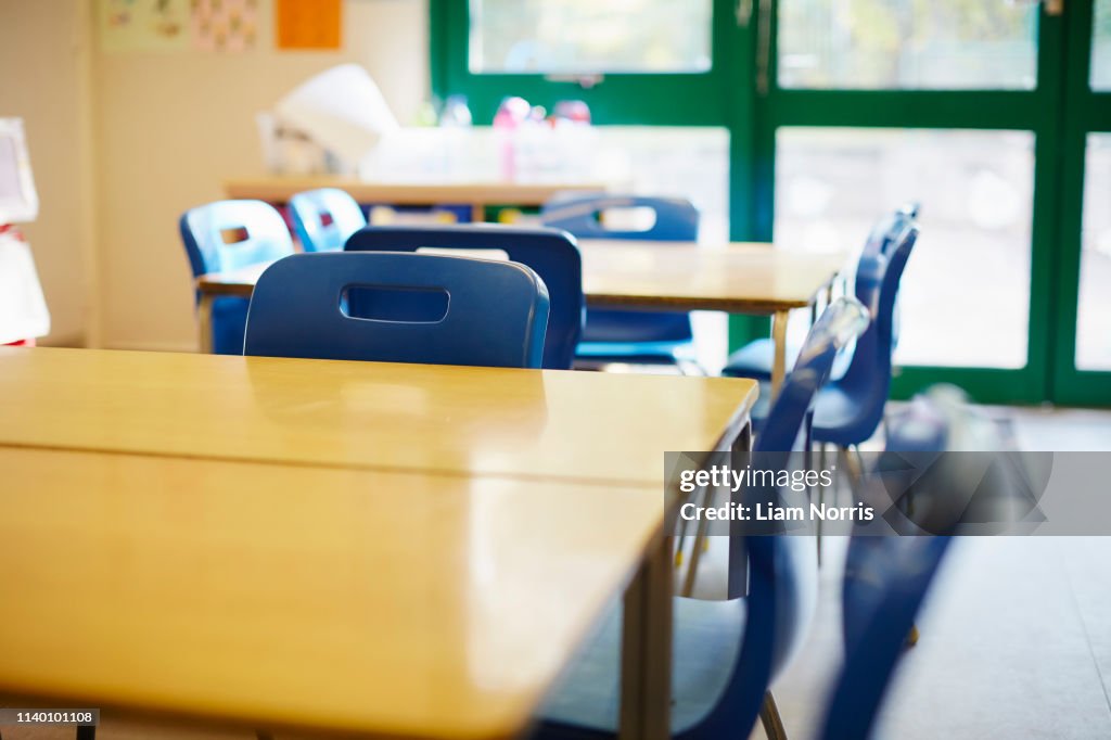 Empty classroom in elementary school