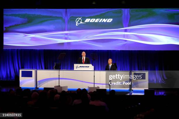 Boeing's Vice President and Assistant General Counsel Grant Dixon introduces introduces Boeing's Chairman, President and CEO Dennis Muilenburg during...