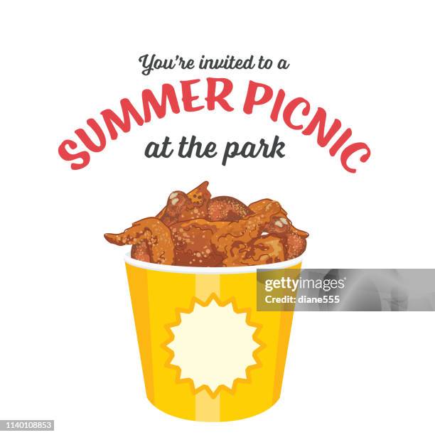 bbq element on white - fried chicken stock illustrations