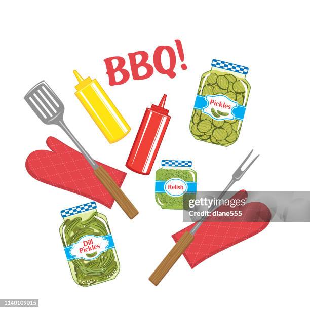 stockillustraties, clipart, cartoons en iconen met bbq element op wit - relish