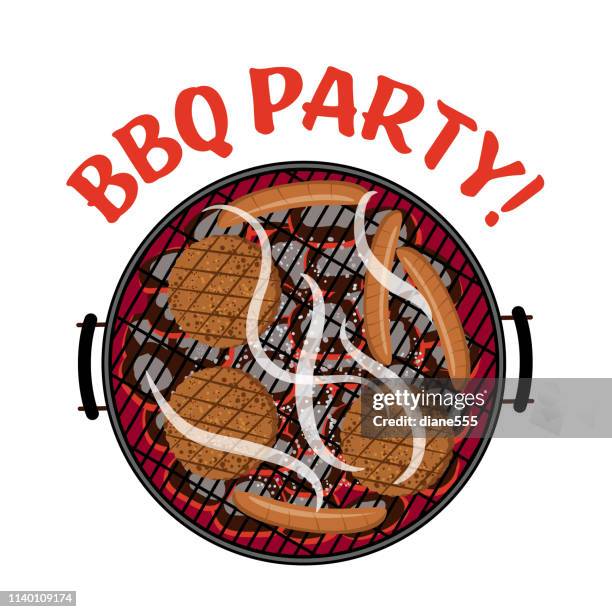 bbq element on white - grill overhead stock illustrations