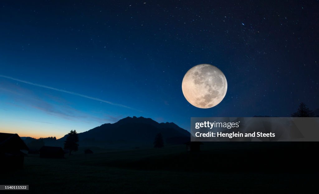 Full moon, Karwendel, Bavaria, Germany