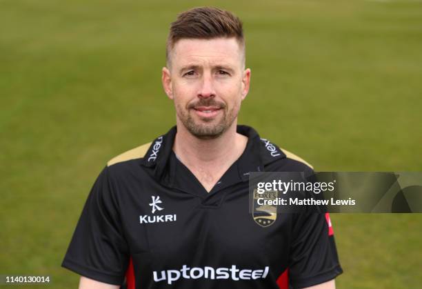 Paul Horton, Club Captain of Leicestershire CCC pictured during the Leicestershire CCC Photocall at Grace Road on April 03, 2019 in Leicester,...