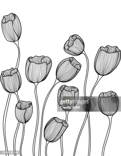 nahtlose doodwerblumen - blumenstrauß stock-grafiken, -clipart, -cartoons und -symbole