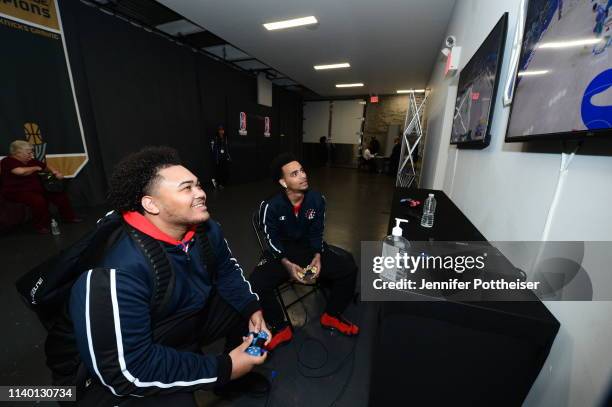 Radiant of 76ers Gaming Club plays before his match on April 26, 2019 at the NBA 2K Studio in Long Island City, New York. NOTE TO USER: User...