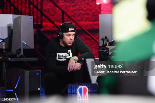 Head Coach DJ Layton of Kings Guard Gaming looks on against Celtics Crossover Gaming on April 26, 2019 at the NBA 2K Studio in Long Island City, New...