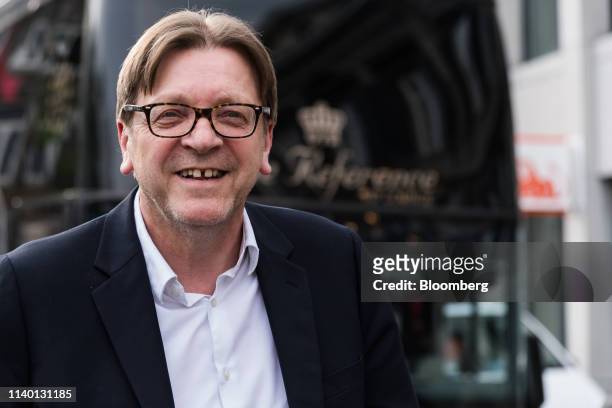 Guy Verhofstadt, co-lead candidate of the Alliance of Liberals and Democrats for Europe , smiles while arriving ahead of the Maastricht Debate at...