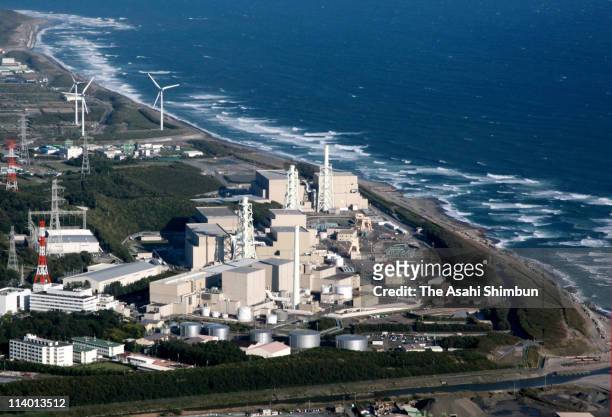 In this aerial image, Chubu Electric Power Co., Hamaoka Nuclear Power Plant is seen on April 28, 2011 in Omaezaki, Shizuoka, Japan. Japanese Prime...