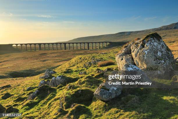 limestone boulders close to ribblehead viaduct in the yorkshire dales national park, uk - ribblehead viaduct stock pictures, royalty-free photos & images