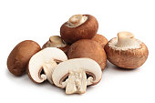 Fresh agaricus bisporus or portobello mushrooms