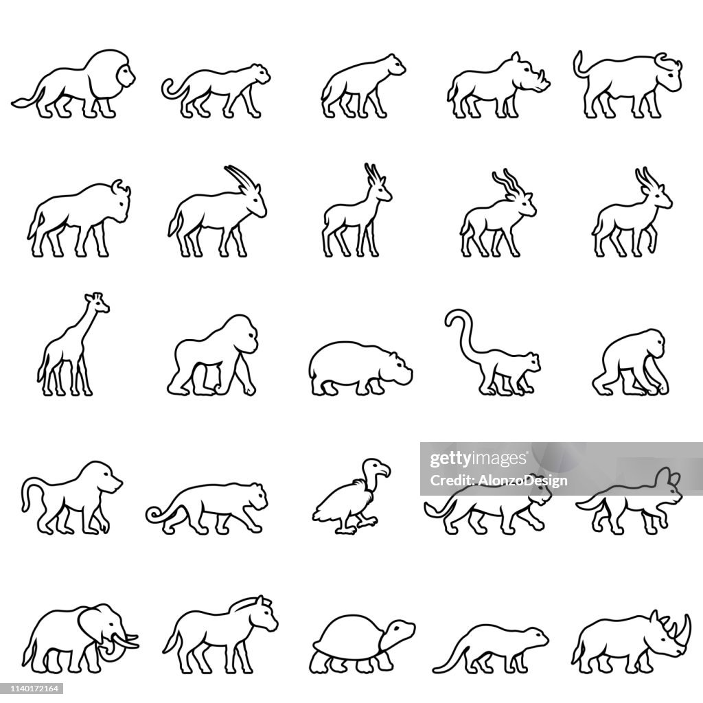 Afrikaanse dieren icon set