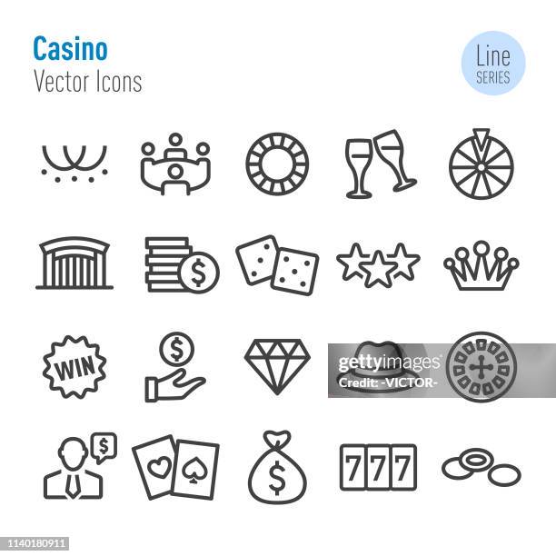 casino icons - vector line series - roulette stock illustrations