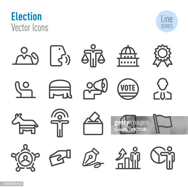 election icons - vector line series - voting booth stock illustrations