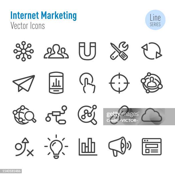 internet marketing icon-vector line series - verteilung stock-grafiken, -clipart, -cartoons und -symbole