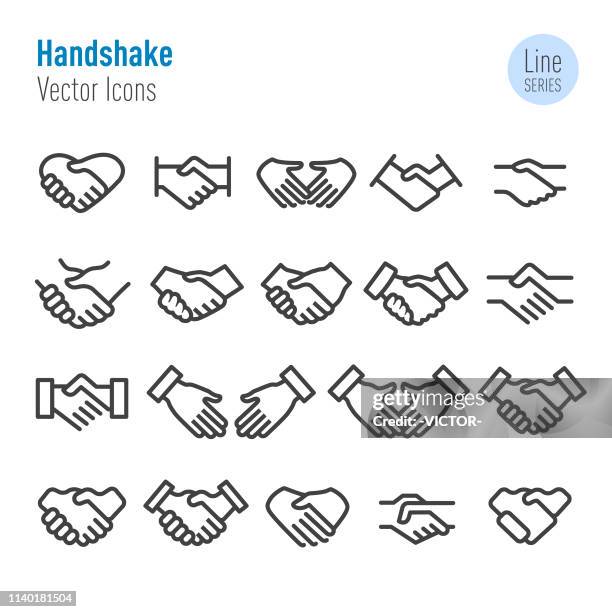 handshake icons-vector line series - business relationship stock-grafiken, -clipart, -cartoons und -symbole