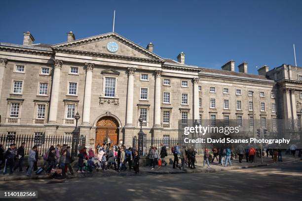 the exterior of trinity college in dublin, ireland - trinity college dublin stock pictures, royalty-free photos & images