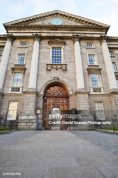 the exterior of trinity college in dublin, ireland - trinity college dublin stock pictures, royalty-free photos & images