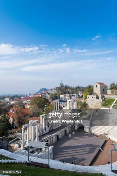 roman theatre of ancient philippopolis, plovdiv, bulgaria - plovdiv bulgaria stock pictures, royalty-free photos & images