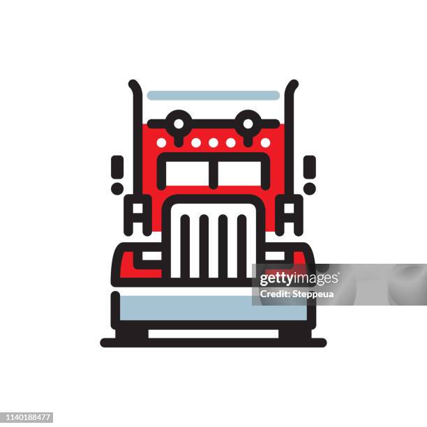 symbol der lkw-linie - delivery company logos stock-grafiken, -clipart, -cartoons und -symbole