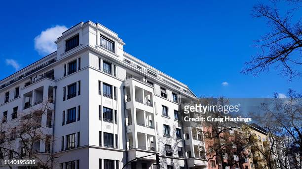 traditional residential block of apartments in berlin suburbs germany - mehrfamilienhaus stock-fotos und bilder