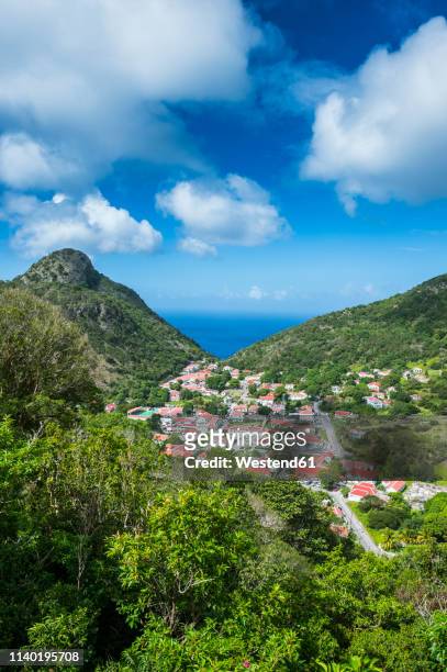 caribbean, netherland antilles, saba, the bottom - dutch caribbean island stock pictures, royalty-free photos & images