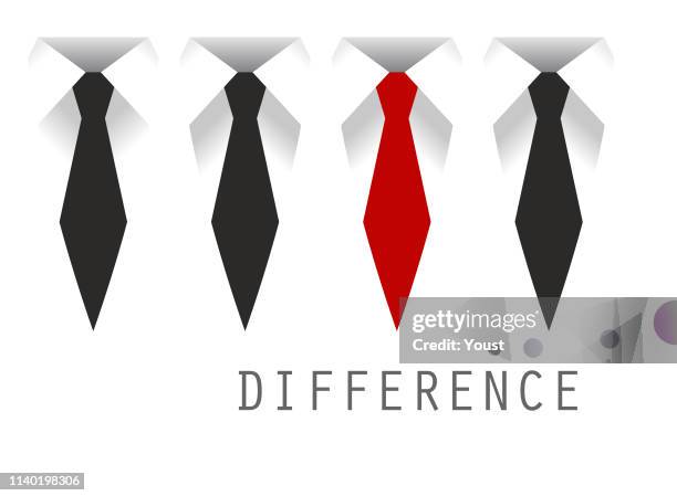 white business shirt with a tie difference concept - unique value proposition stock illustrations