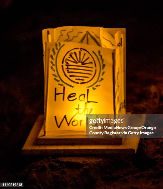 One of the hundreds of decorated lanterns at the 1000 Lights Water Lantern Festival held at the Newport Dunes in Newport Beach on Saturday evening,...