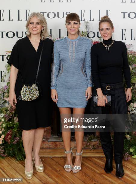Marta Tous , Rosa Tous and Paula Echevarria attend the photocall of 'Elle Tribute To Emma Roberts' at Palacio Santa Barbara on April 03, 2019 in...
