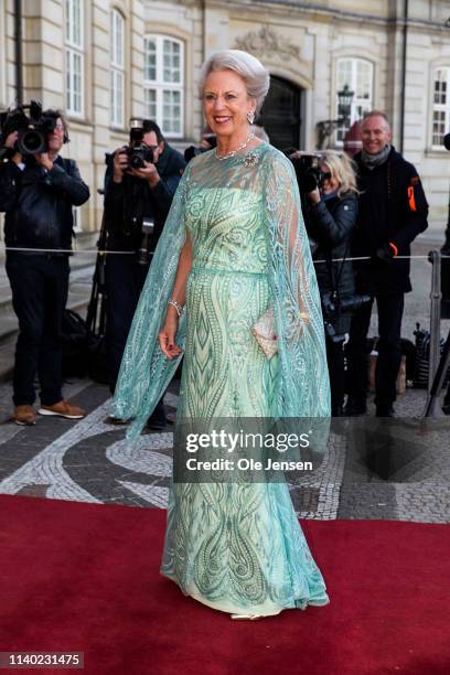 Princess Benedikte of Denmark arrives to her 75th birthday party, which is hosted by her sister Queen Margrethe, arrives at Amalienborg Palace on...