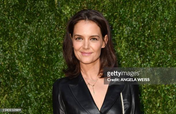 Actress Katie Holmes arrives for the 14th Annual Tribeca Film Festival Artists Dinner hosted by Chanel at Balthazar restaurant on April 29, 2019 in...
