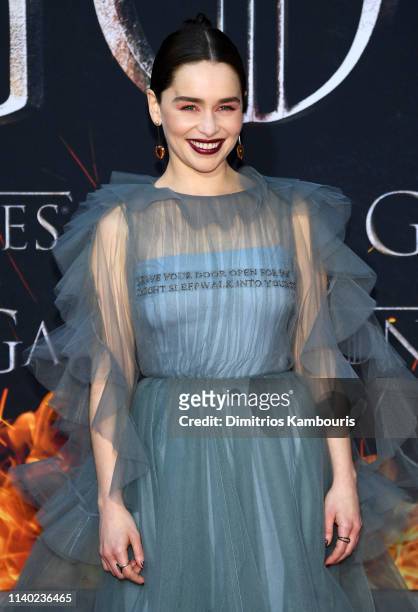 Emilia Clarke attends the "Game Of Thrones" Season 8 Premiere on April 03, 2019 in New York City.