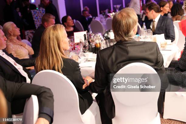 Gerhard Delling, Vicki Hinrichs holding hands during the 7th Fashion Charity Dinner and the Best of Awards at Hotel Leonardo Royal on April 29, 2019...