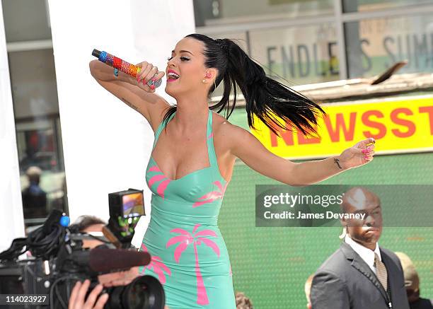 Katy Perry performs at the world premiere of Volkswagen's new Jetta compact sedan at Times Square on June 15, 2010 in New York City.