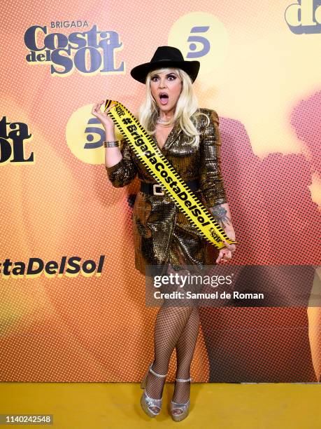 Silvia SuperStar attends "Brigada Costa Del Sol" premiere at Sala Pirandello on April 03, 2019 in Madrid, Spain.