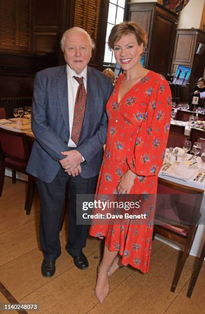 Sir David Attenborough and Kate Silverton attend the London Press Club Awards 2019 at Stationers' Hall on April 30, 2019 in London, England.