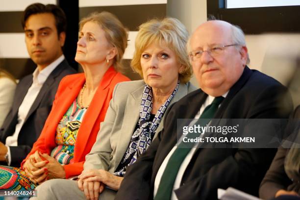 Anna Soubry and Mike Gapes , independent MP's of the new pro-EU political party, Change UK take part in a European election rally on April 30, 2019...