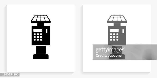 parking ticket payment machine black and white square icon - parking ticket stock illustrations