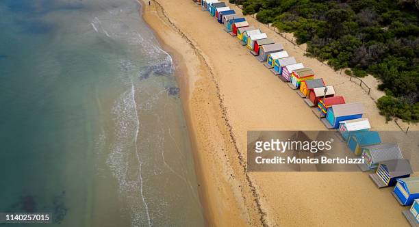 brighton beach bathing boxes - brighton beach melbourne stock pictures, royalty-free photos & images