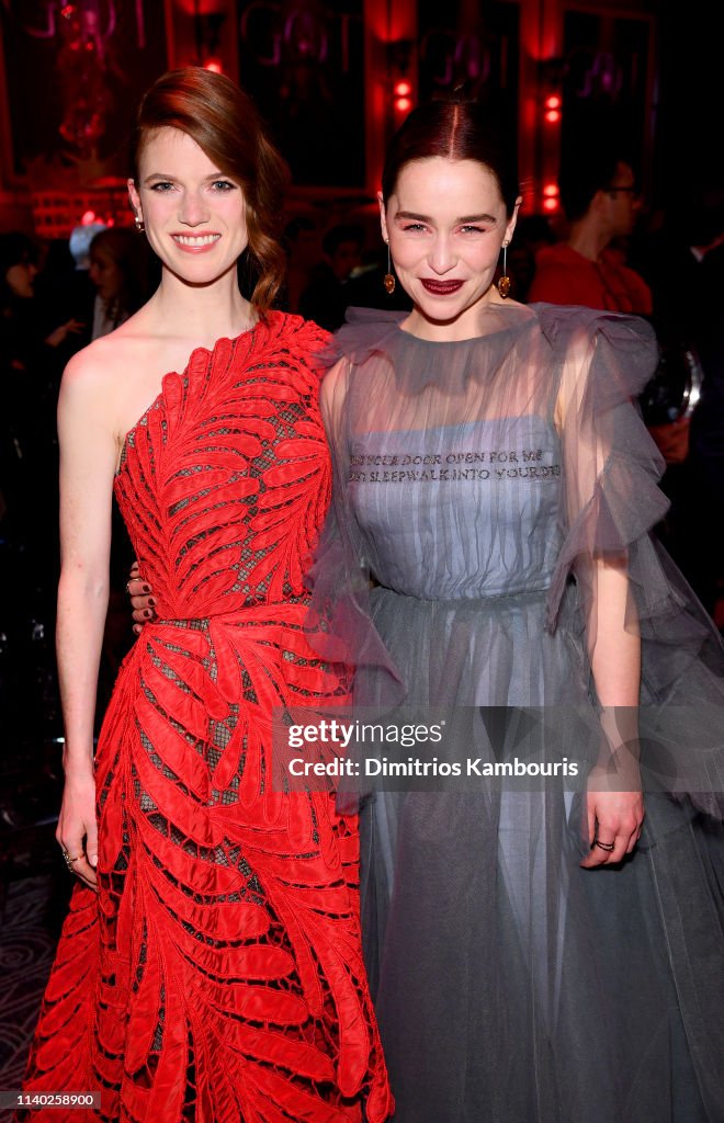 Rose Clarke Rose Leslie and Emilia Clarke attend the