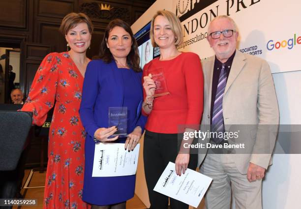 Kate Silverton, Katya Adler and Laura Kuenssberg, winners of the Broadcast Journalist of the Year award, and Bill Hagerty attend the London Press...