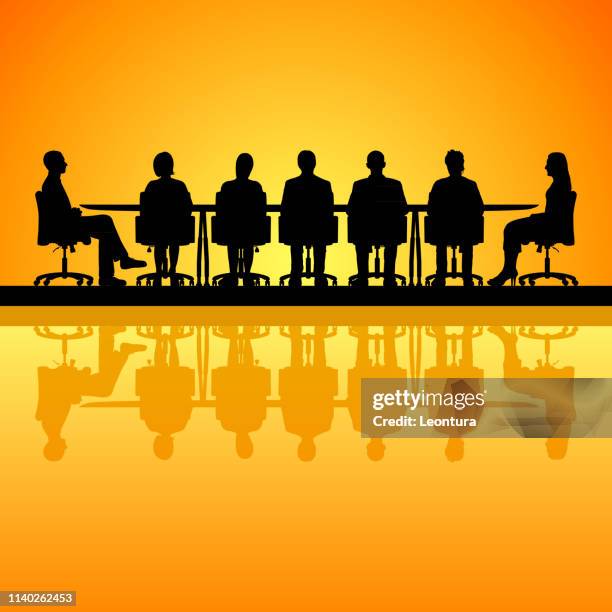 meeting - man orange background stock illustrations