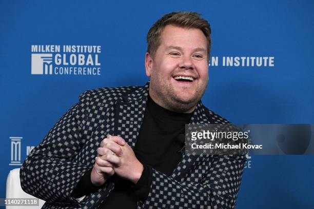 James Corden, Host, The Late Late Show, participates in a panel discussion during the annual Milken Institute Global Conference at The Beverly Hilton...