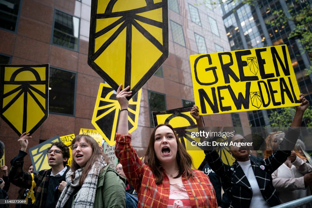 Climate Activists Protest Against Senate Leader Chuck Schumer Demanding He Sign On To Green New Deal