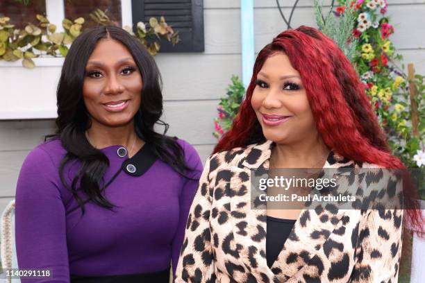 Singer / TV Personalities Towanda Braxton and Traci Braxton visit Hallmark's "Home & Family" at Universal Studios Hollywood on April 03, 2019 in...